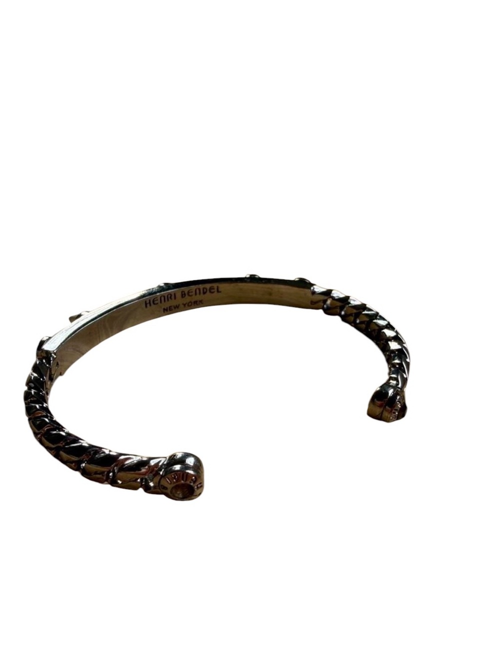 Henri Bendel New York Spiked Cuff Bracelet | Dark Silver-Tone Statement Bangle - Picture 6 of 6